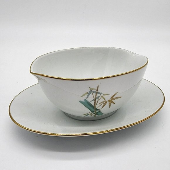 Vintage Noritake Gravy Boat with Attached Underplate Oriental #6341 - Picture 1 of 6